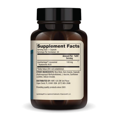 Dr. Mercola Liposomal Hyaluronic Acid dietary supplement label details