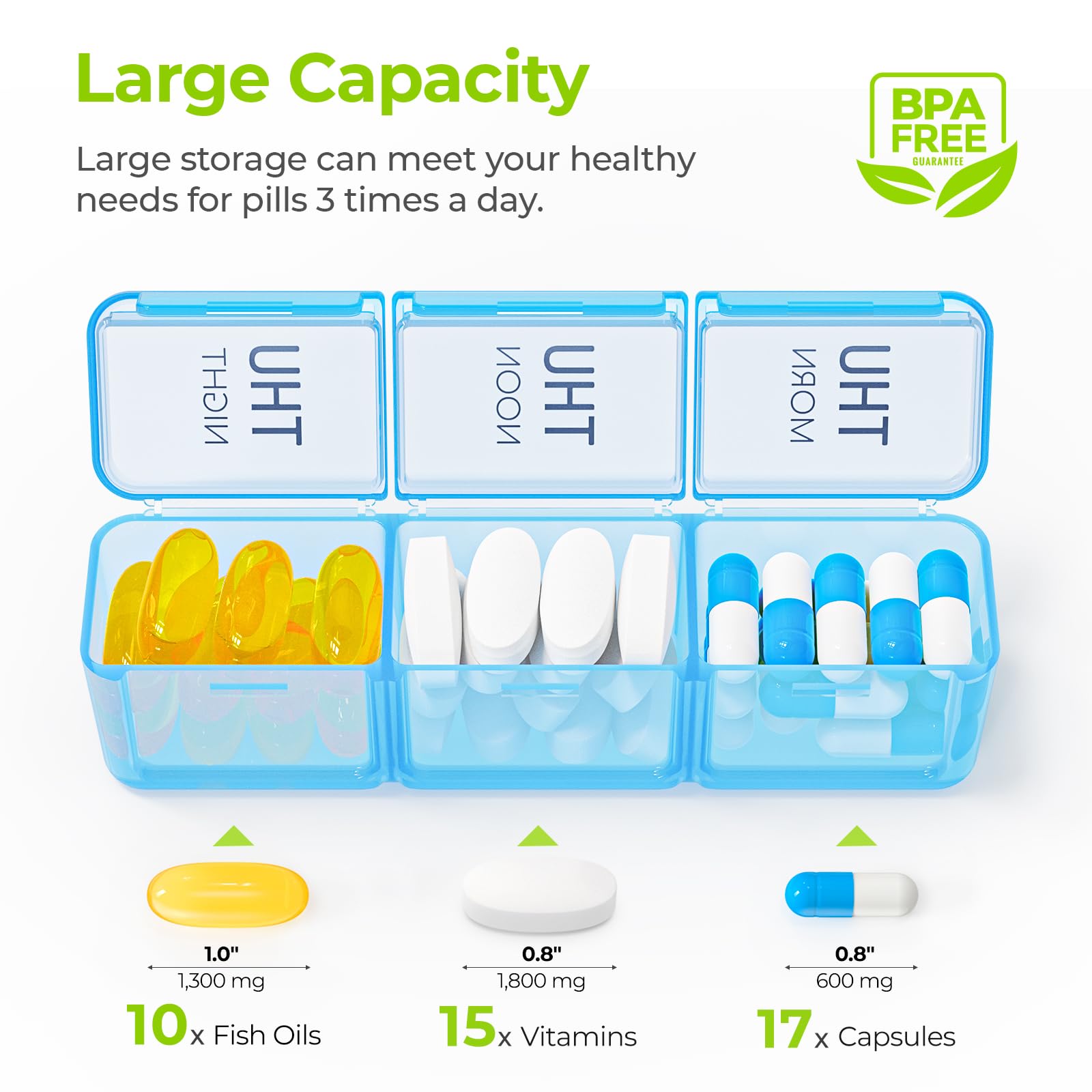 AUVON large seven day medicine case with individual detachable daily container being pulled out