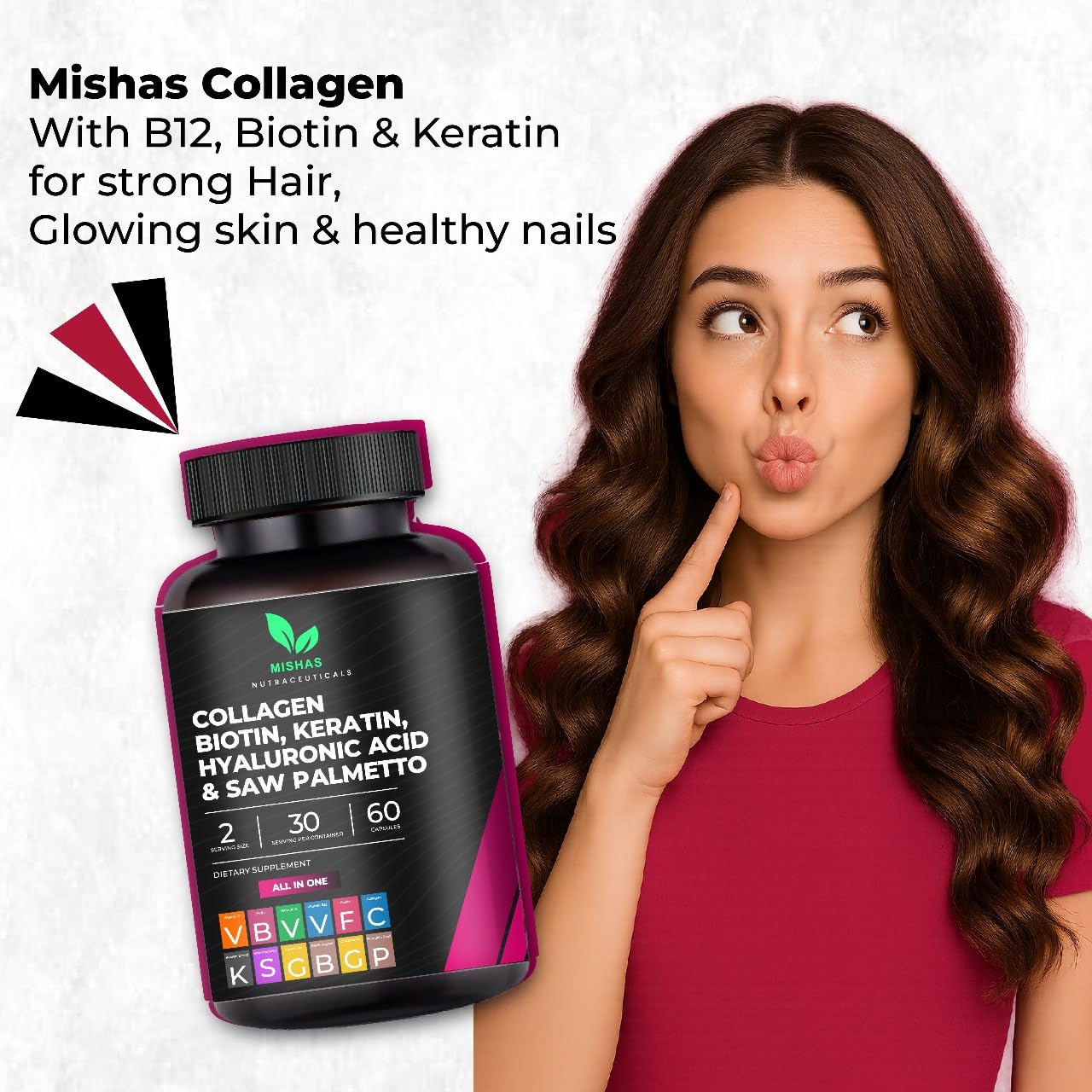 Mishas Multi Collagen 60 Vegan Capsules supplement facts label