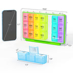 AUVON weekly tablet dispenser enclosed inside its protective travel carrying pouch