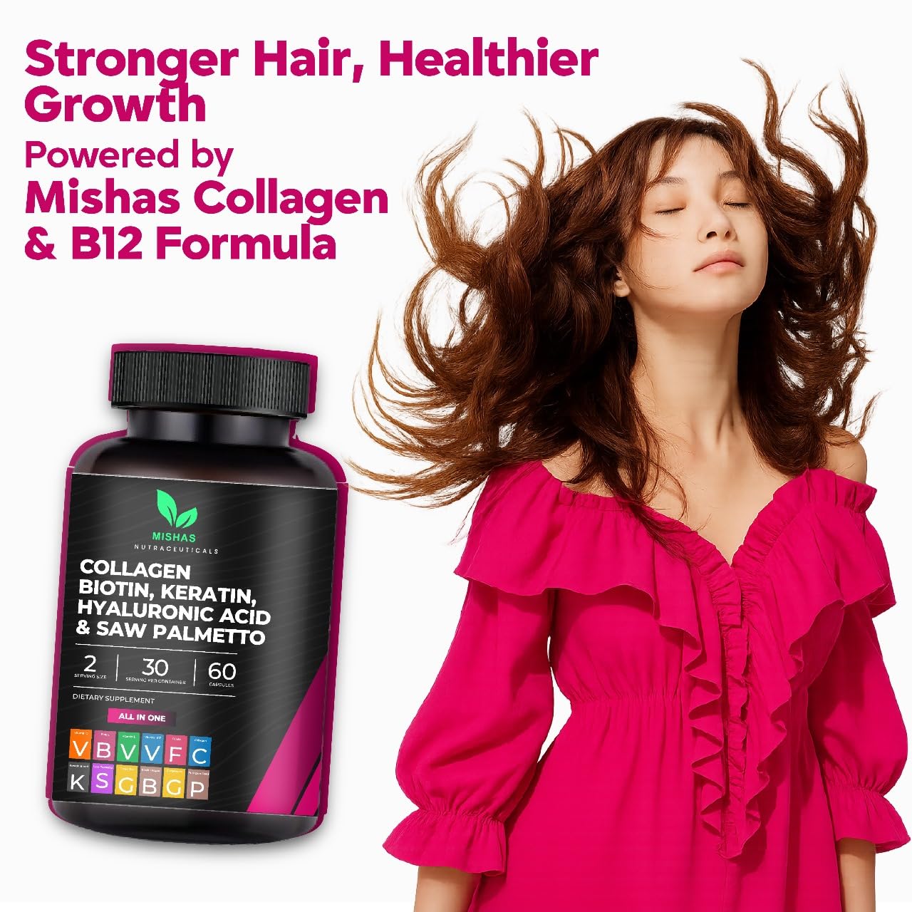 Mishas Multi Collagen bottle rotated showing directions for use