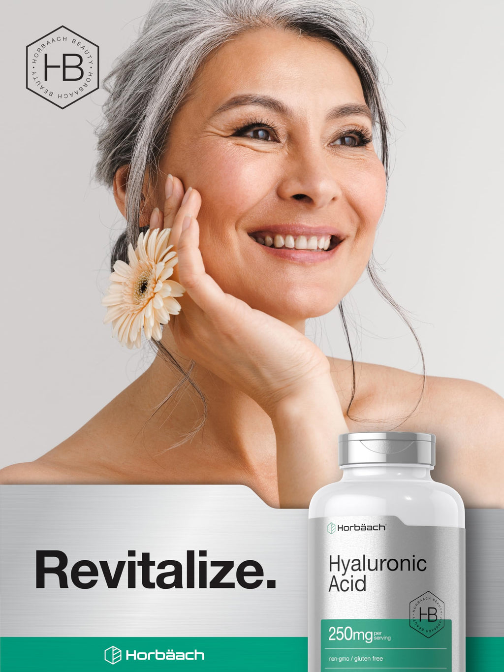 Horbäach Hyaluronic Acid capsules arranged for daily wellness use