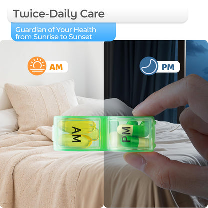 Colorwing double dose monthly medicine holder highlighting the durable food-grade BPA-free material.