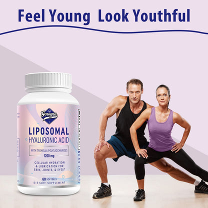 Genogna Liposomal Natural Hyaluronic Acid 60 count softgels in hand