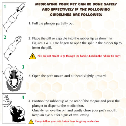Close-up of the easy-to-clean veterinary style pet pill gun shooter after usage.