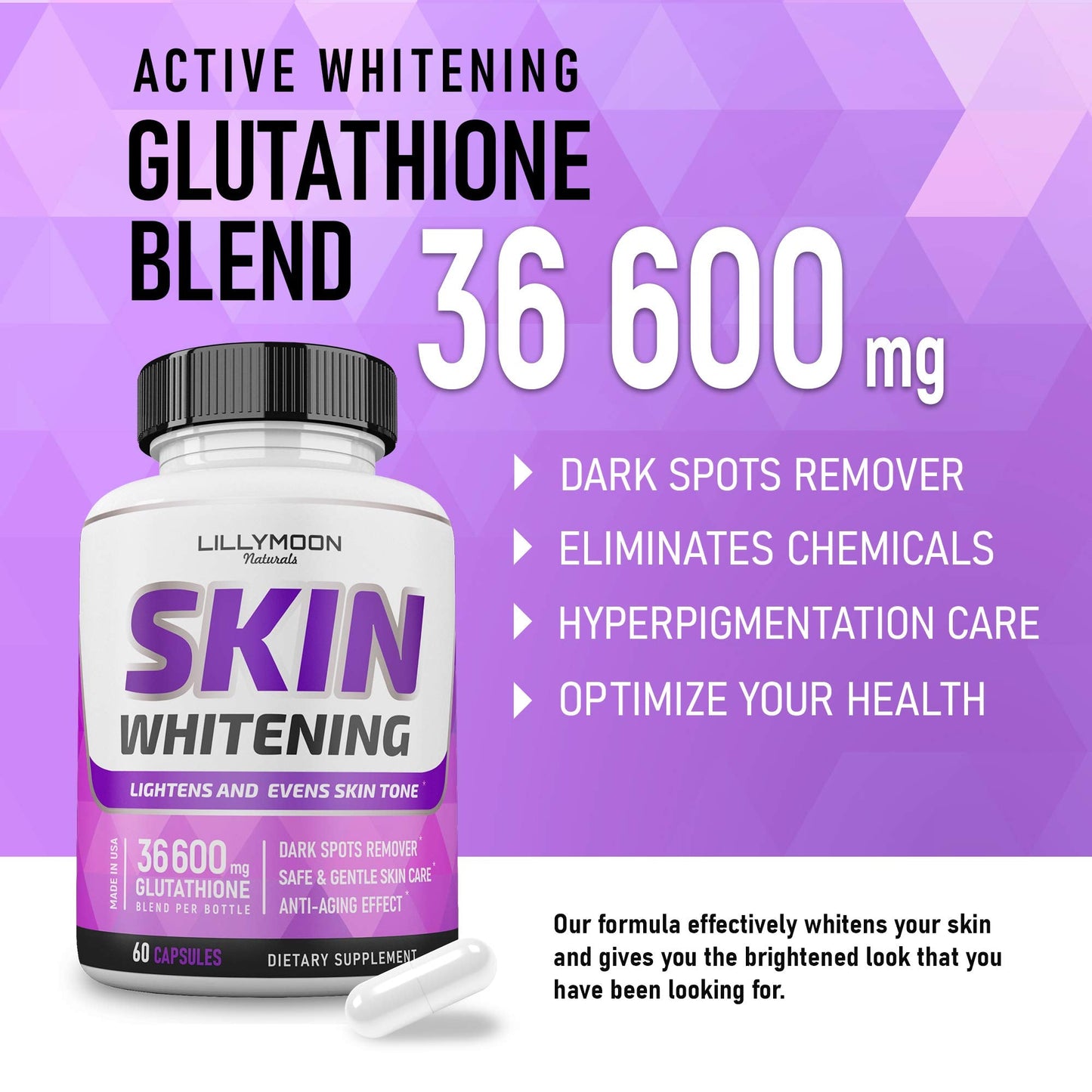 Lillymoon Glutathione Supplement Bottle and Capsules