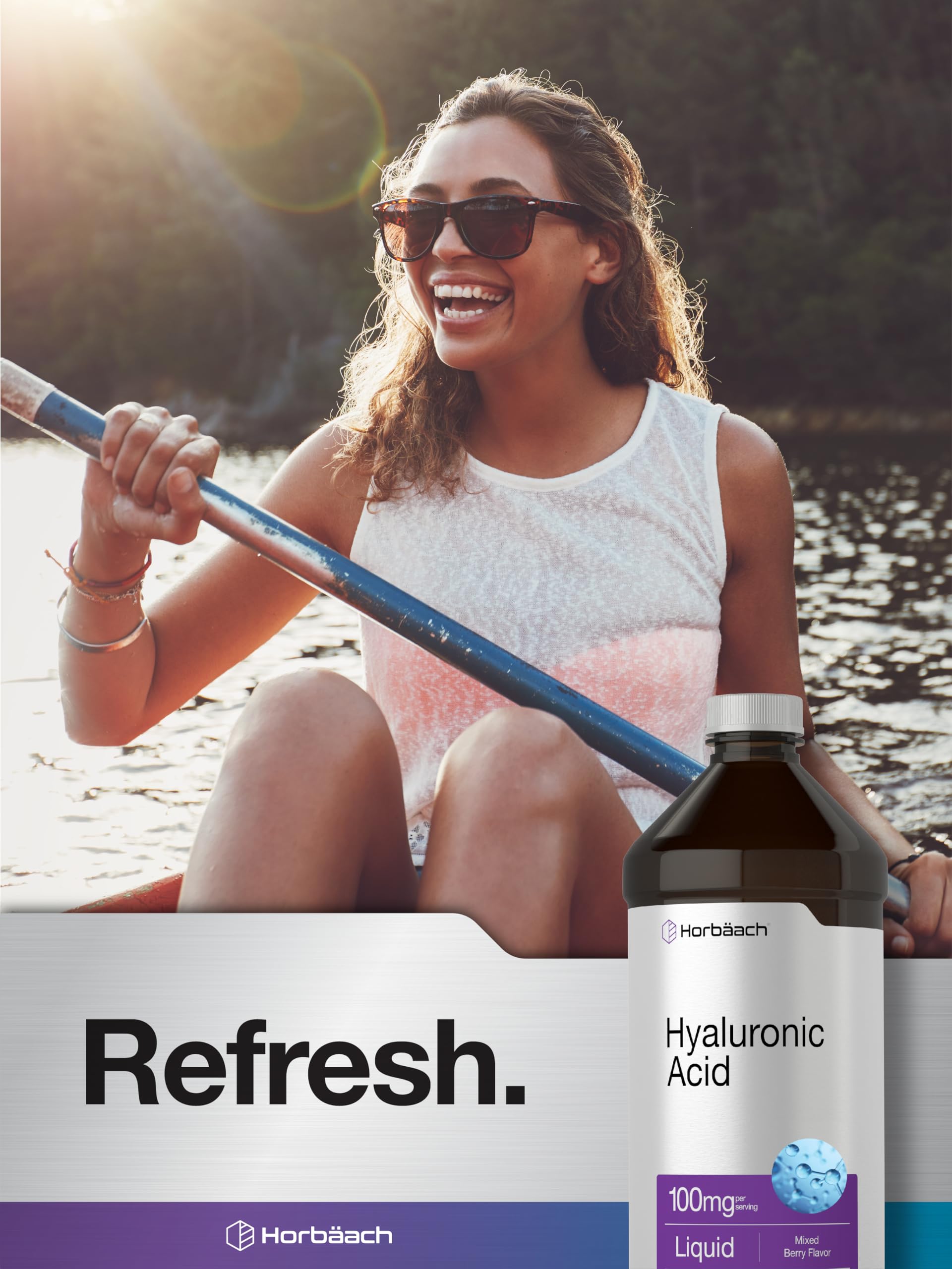 Horbaach Liquid Hyaluronic Acid pouring liquid tablespoon