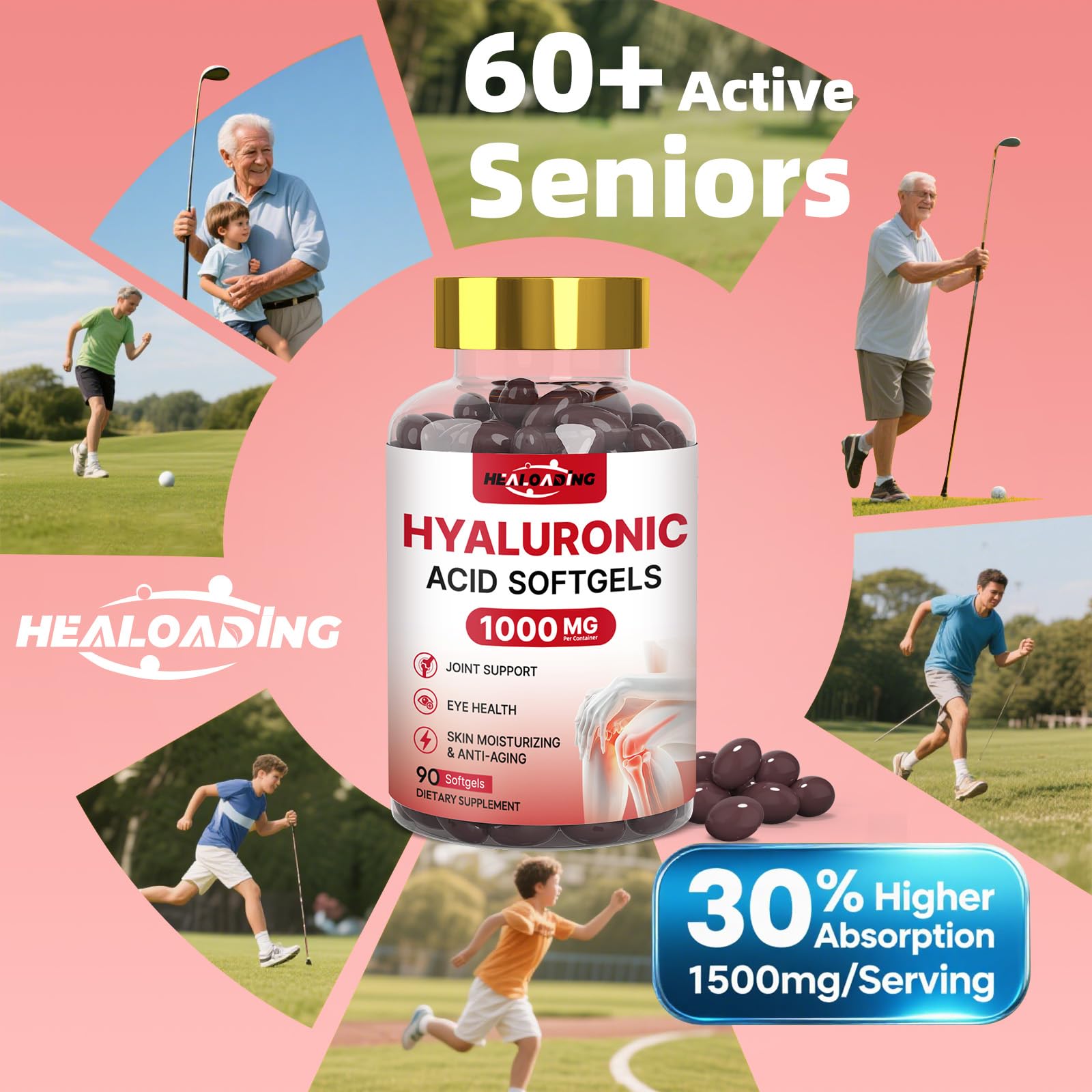 Healoading Hyaluronic Acid 1000mg Softgels Capsule Size