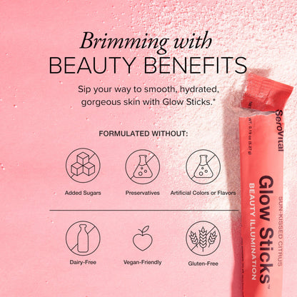 Serovital Glow Sticks anti aging drink mix glass of water