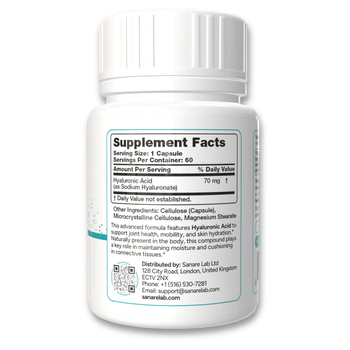 Sanare Lab supplement label showing ingredients and dosage