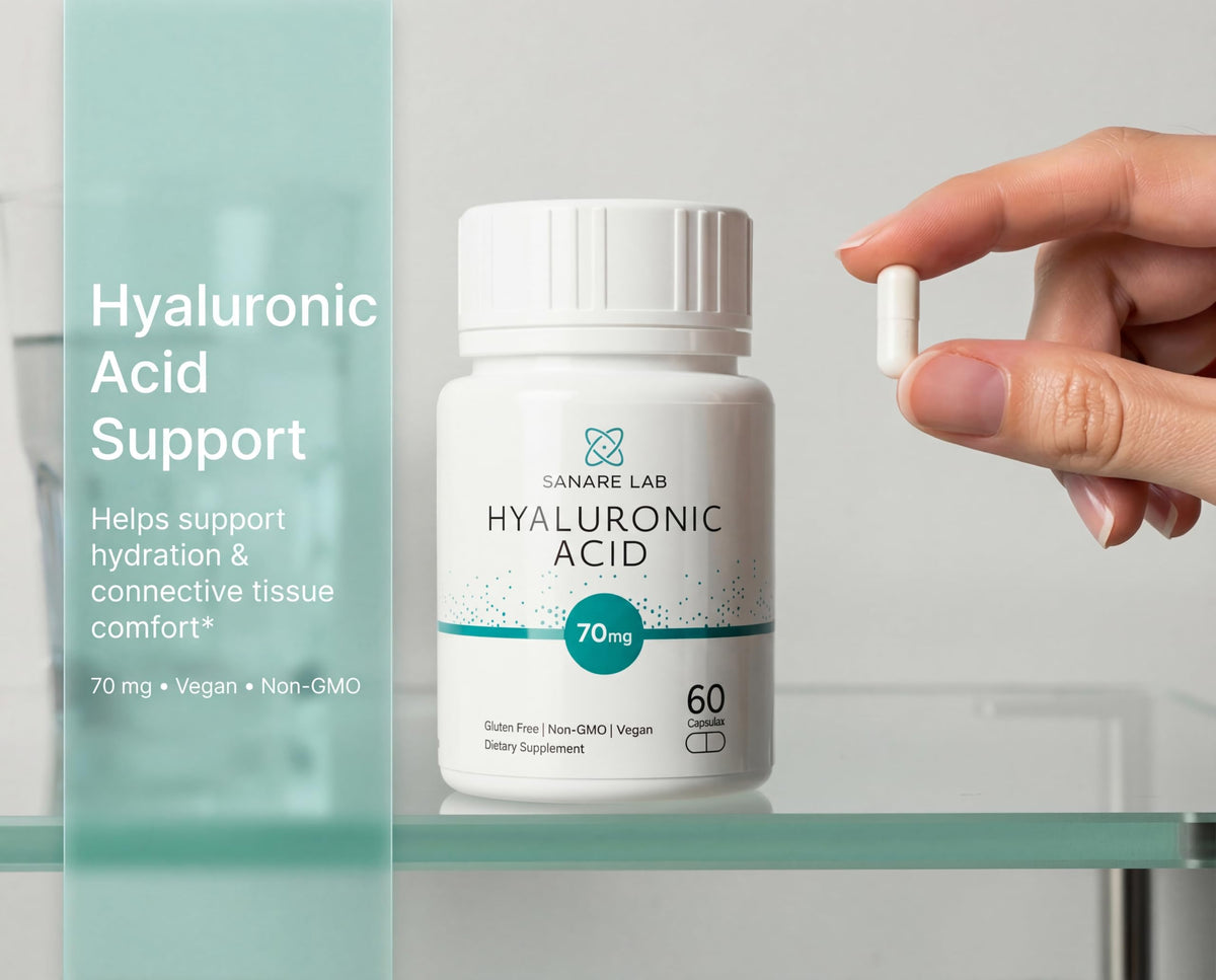 Sanare Lab hyaluronic acid bottle cap and packaging detail
