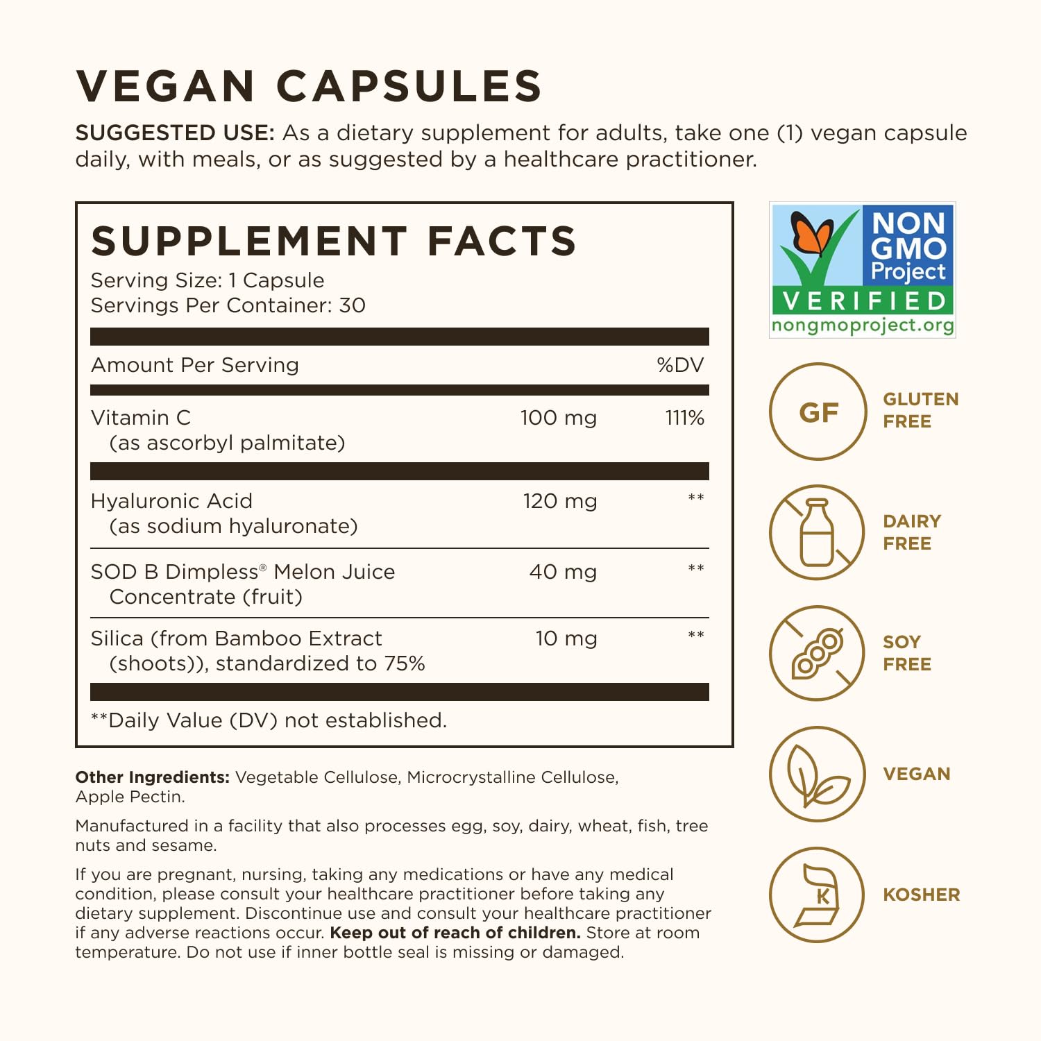 Solgar Cellulite Fighter 30 Servings Supplement Facts Label