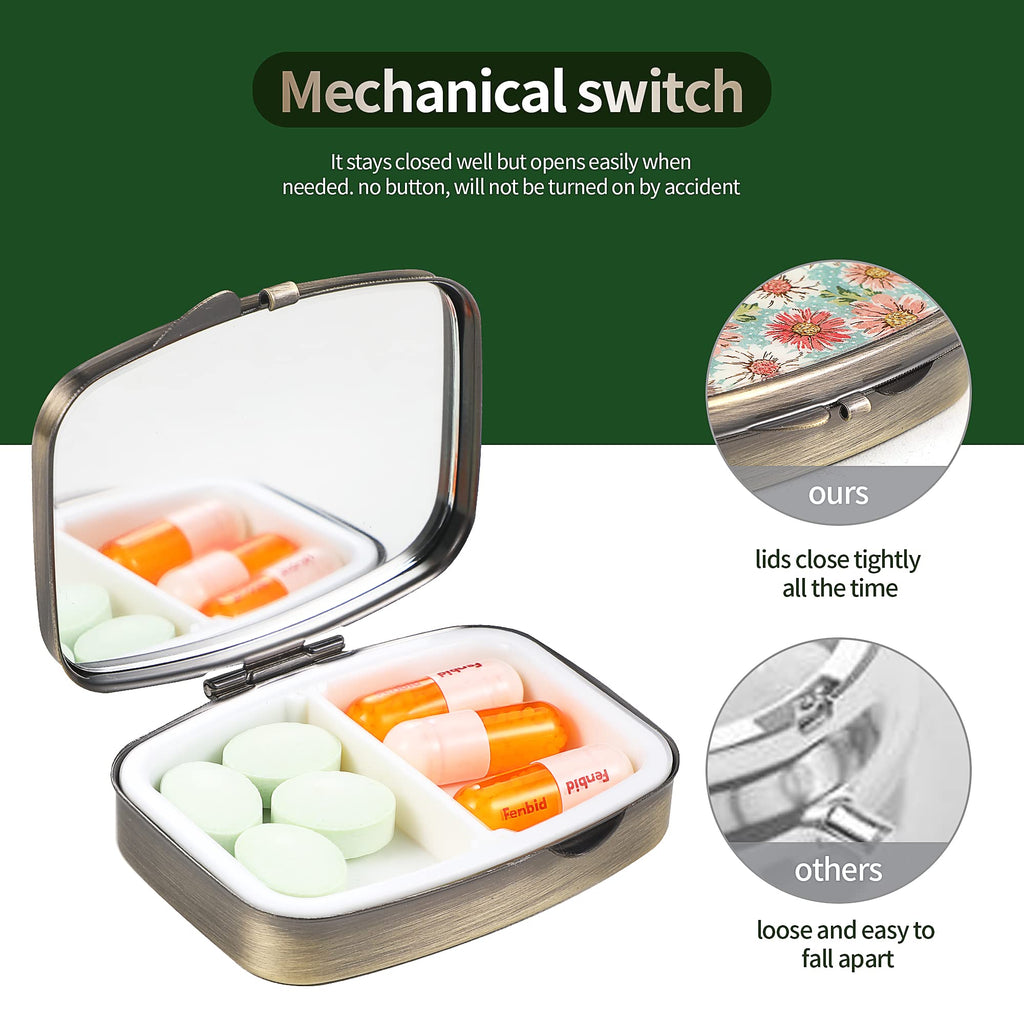Dynippy vintage pocket medicine box opened to reveal two internal compartments and a premium integrated mirror.