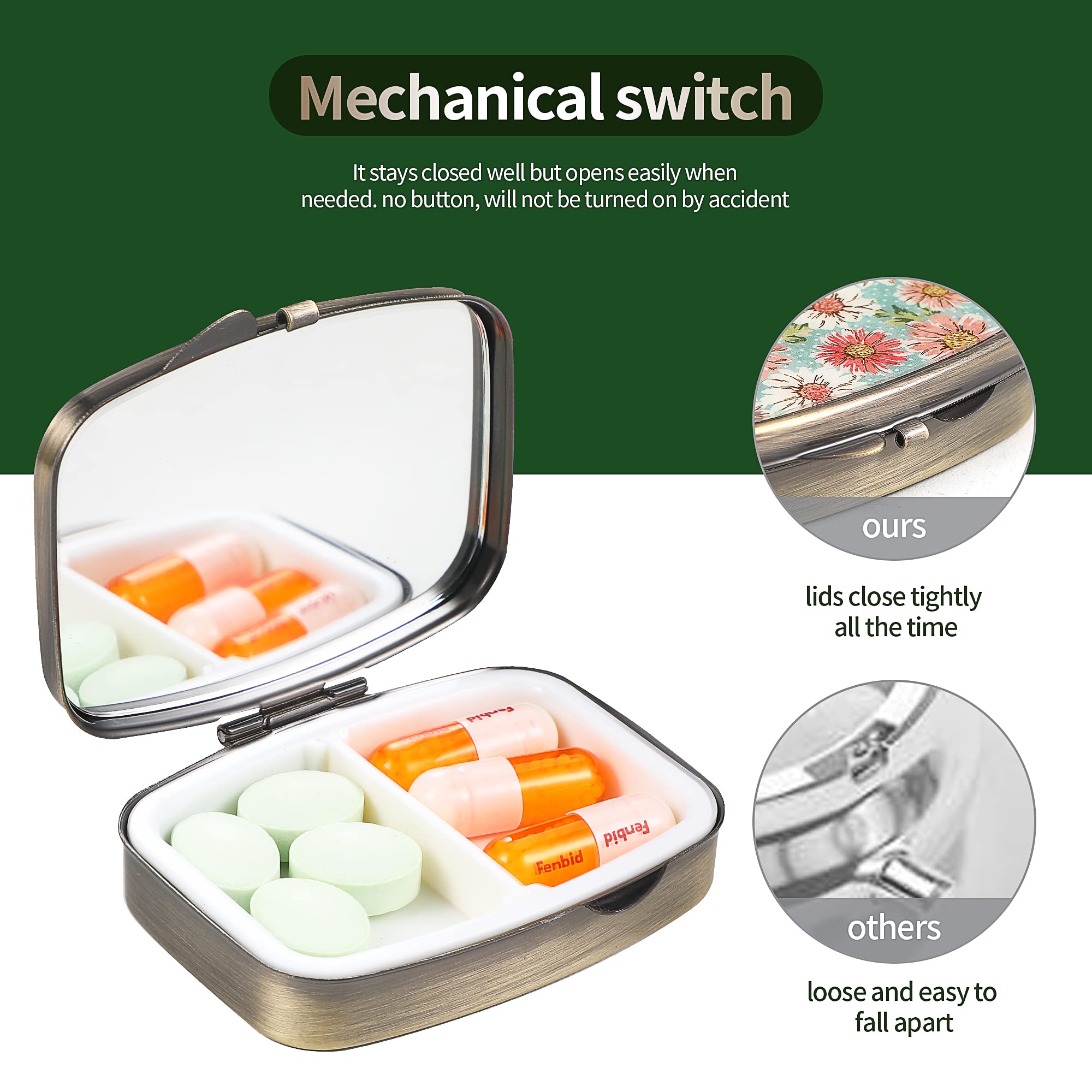 Dynippy vintage pocket medicine box opened to reveal two internal compartments and a premium integrated mirror.