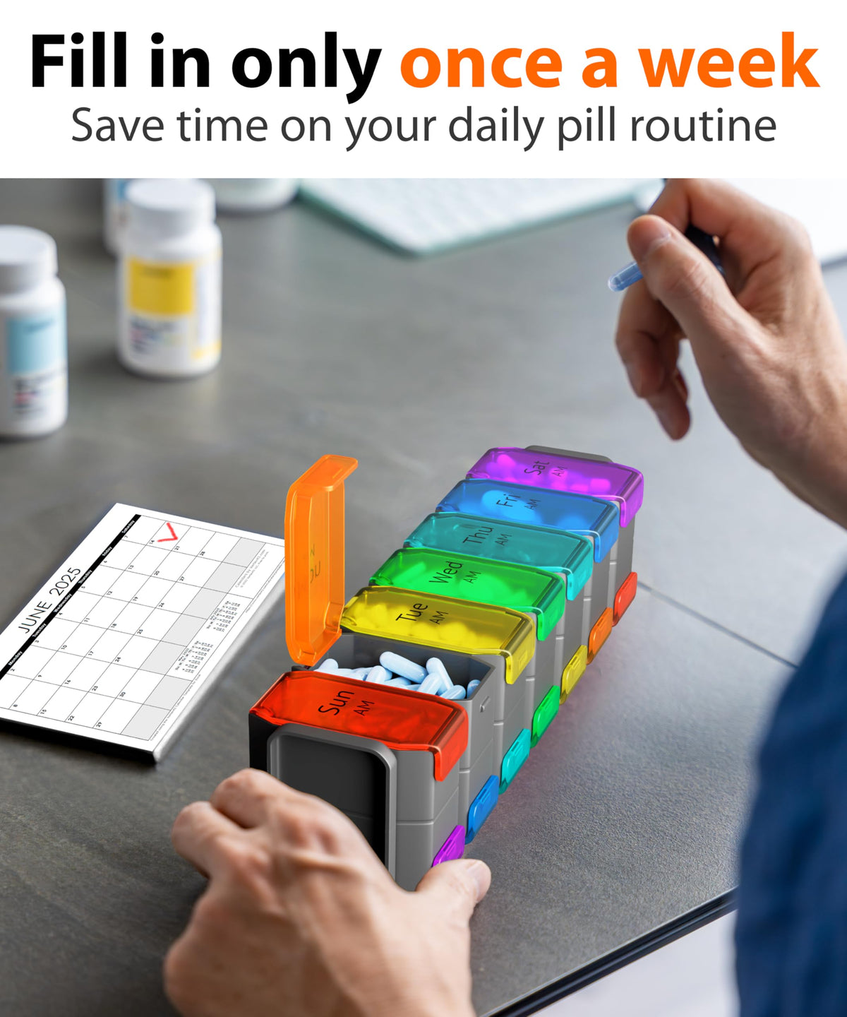 BEXEEN spill proof extra large pill organizer closed securely for travel protection