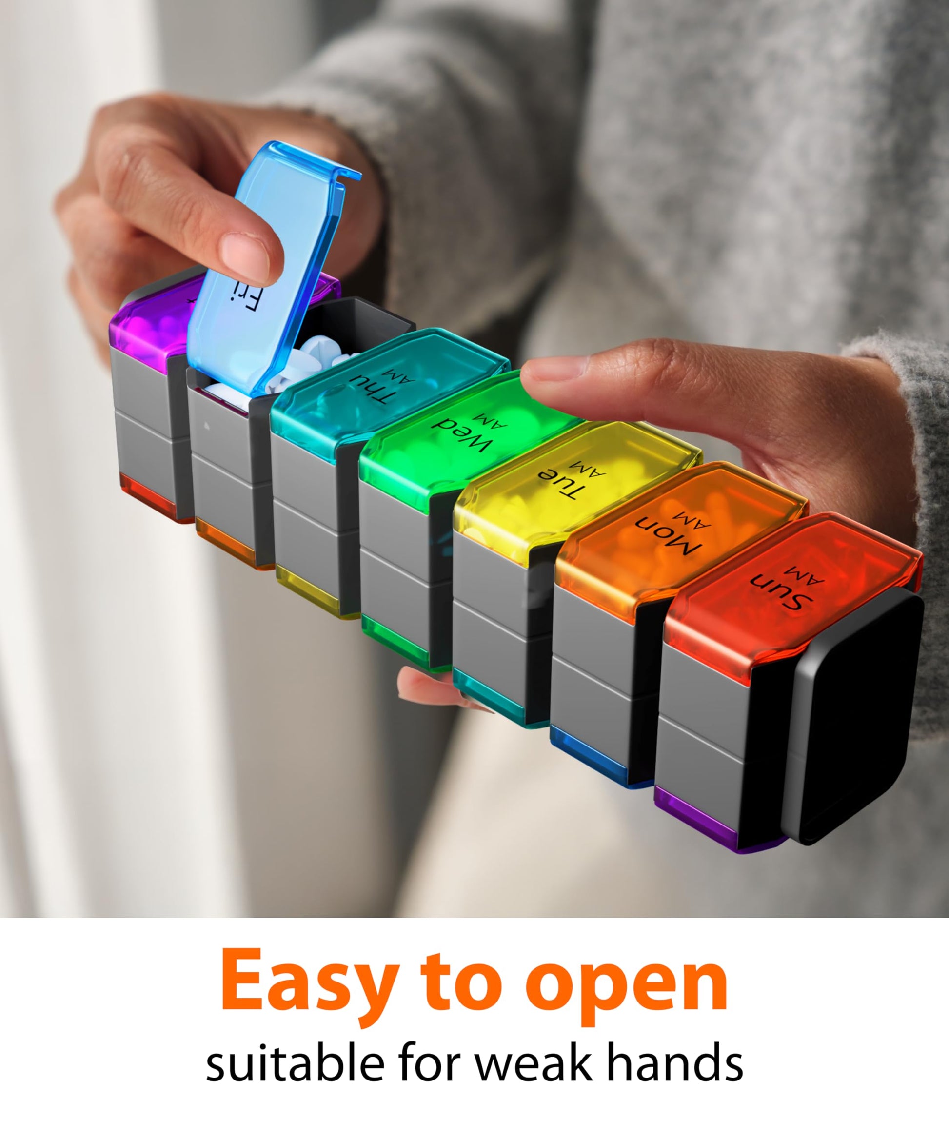 BEXEEN 14 day single dose medication holder layout view for wellness tracking