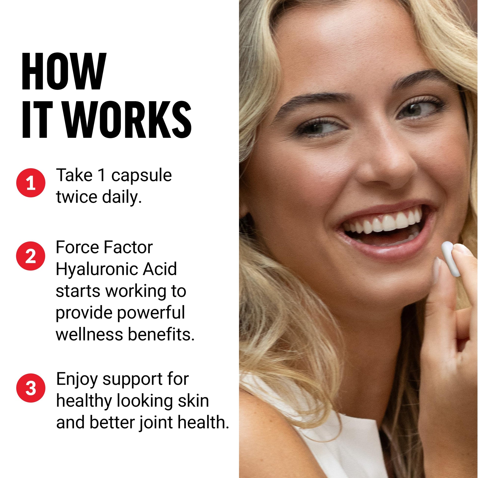 Force Factor Hyaluronic Acid Vegan Non GMO Supplement