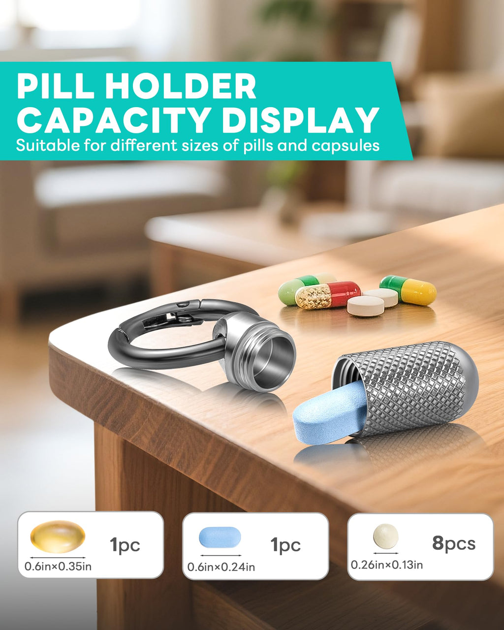 Premium titanium alloy everyday carry medication organizer un-screwed into two pieces.