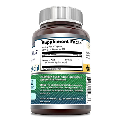 Amazing Nutrition Hyaluronic Acid Supplement Bottle Label Details