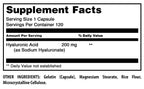 Amazing Nutrition hyaluronic acid capsules supplement facts panel
