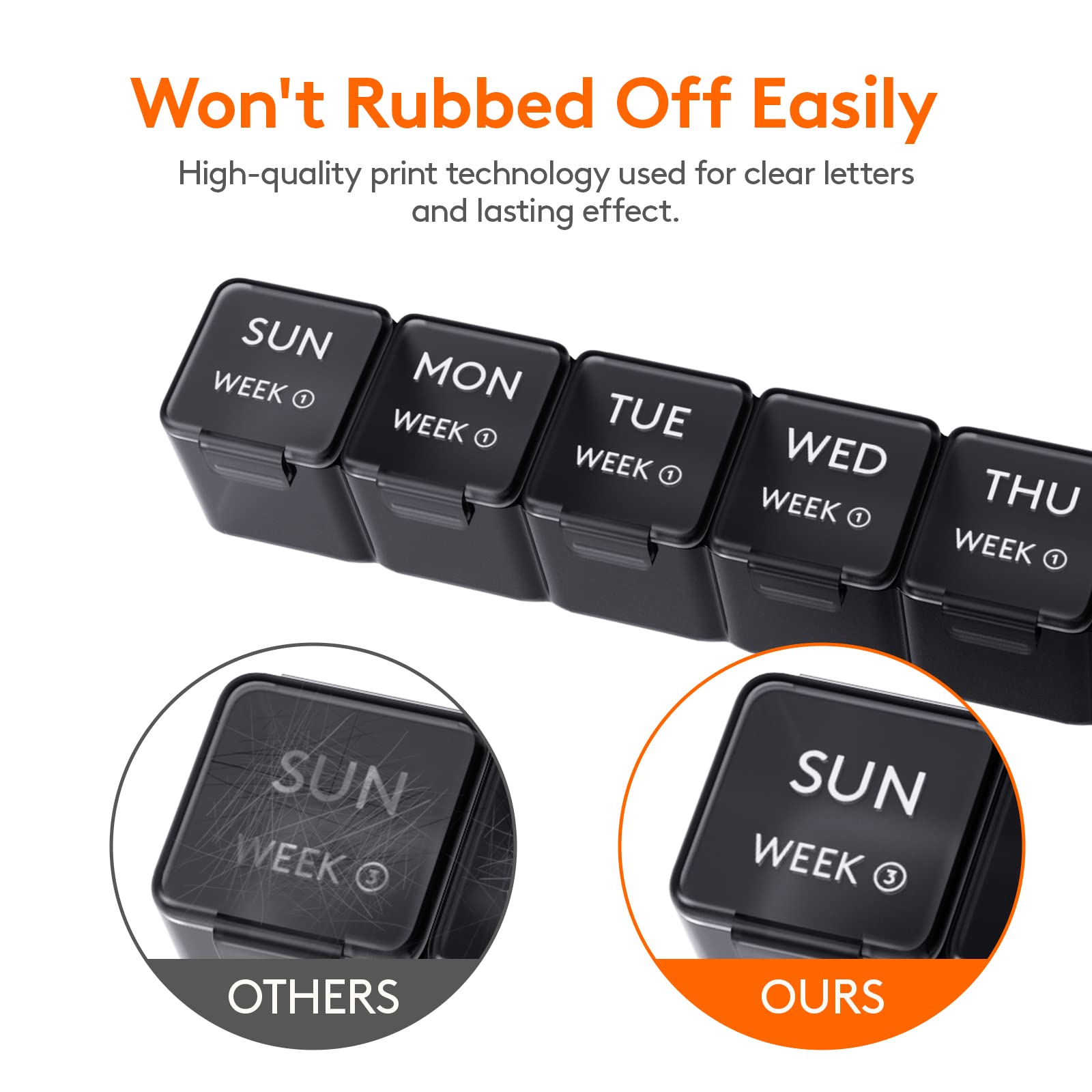 Compact four week fish oil and vitamin storage container set