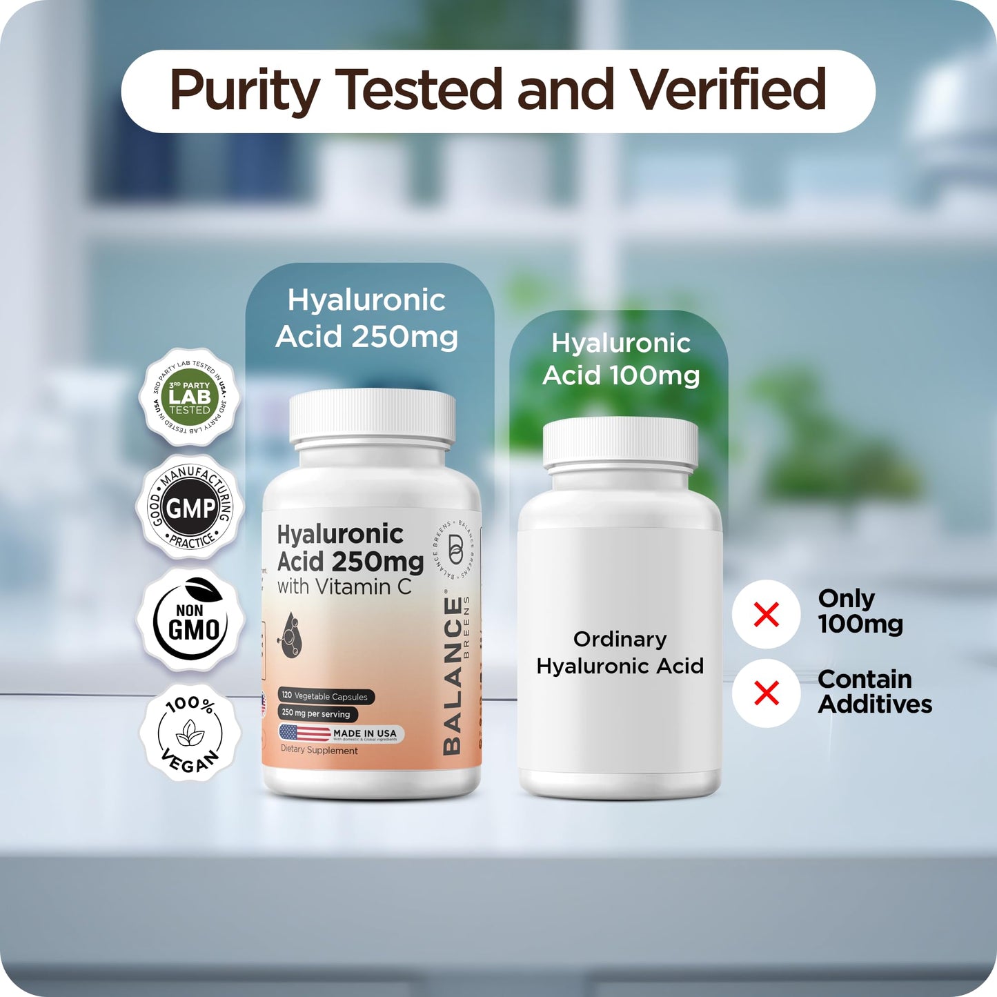 Balance Breens Hyaluronic Acid 120 Capsules Package Back