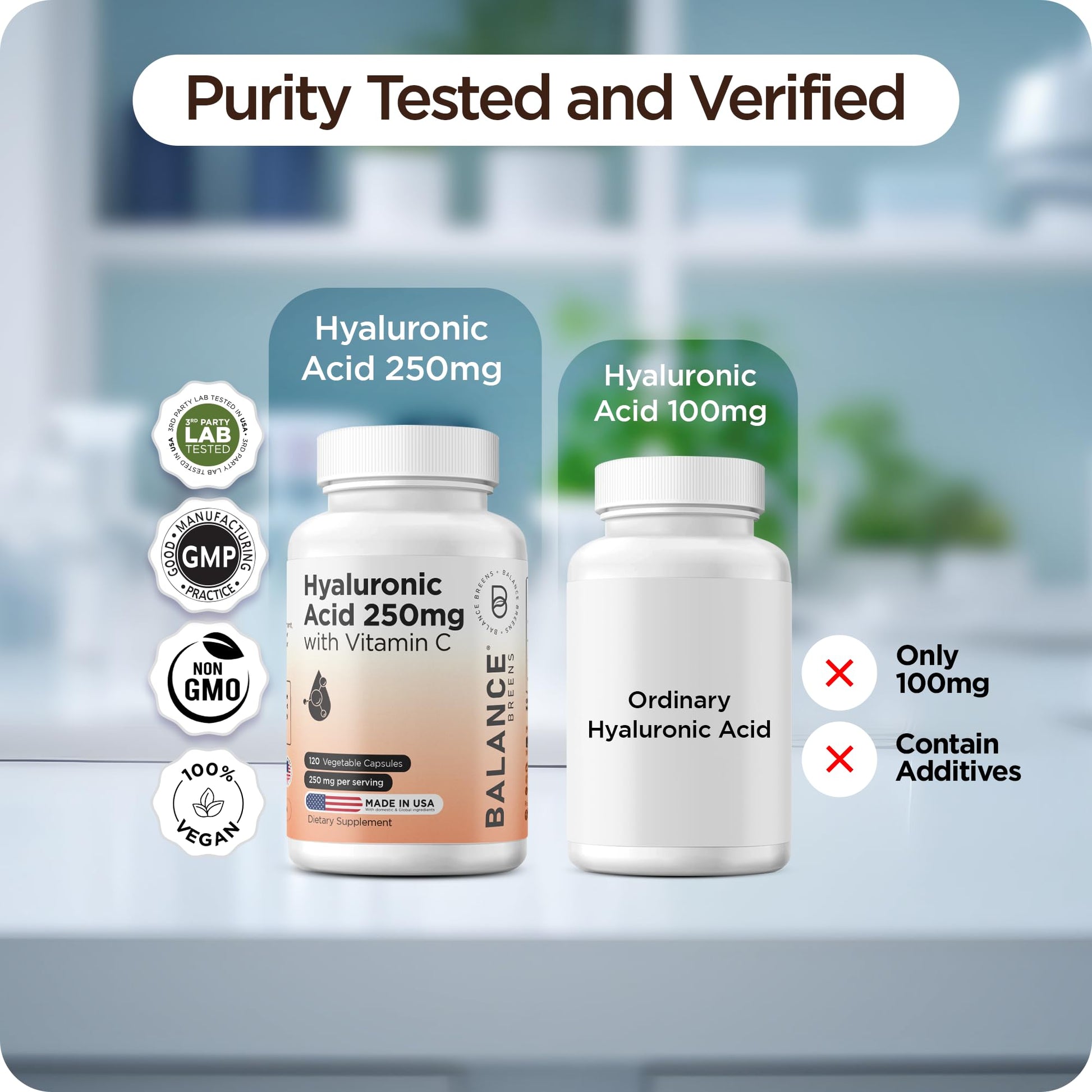 Balance Breens Hyaluronic Acid 120 Capsules Package Back
