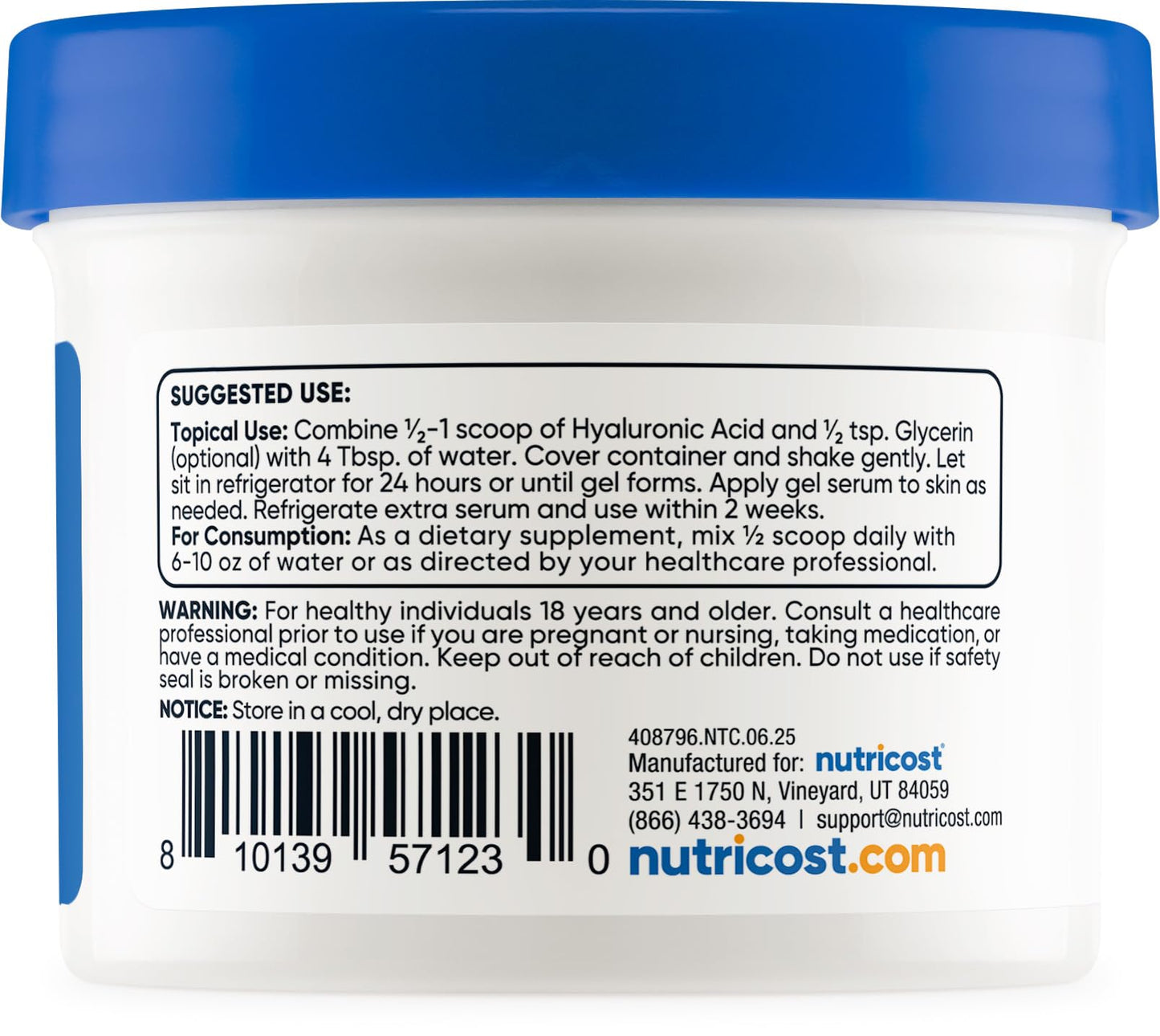 Fine powder texture of Nutricost hyaluronic acid dietary supplement