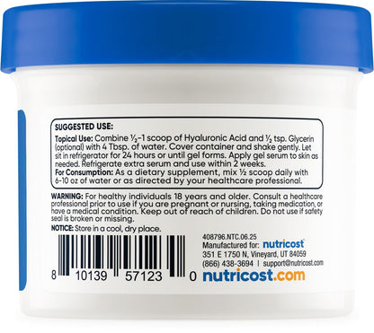 Fine powder texture of Nutricost hyaluronic acid dietary supplement