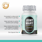 Back label of Joint Mary joint support capsules with supplement facts