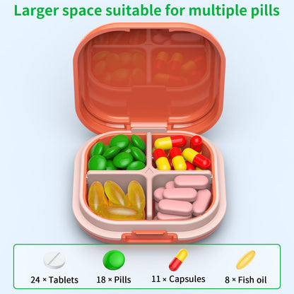 Close up of the removable divider feature converting the pill box into one large compartment.