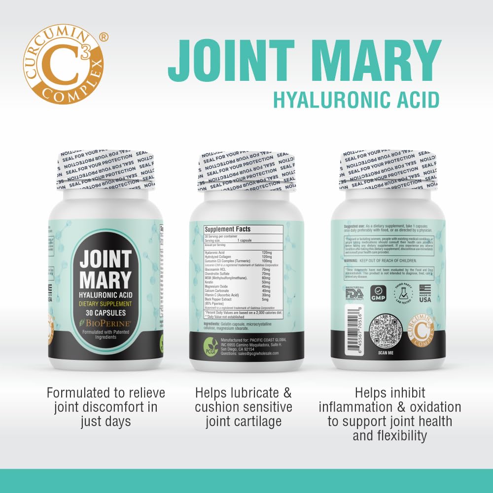 Joint Mary Hyaluronic Acid Joint Support Capsules capsule size