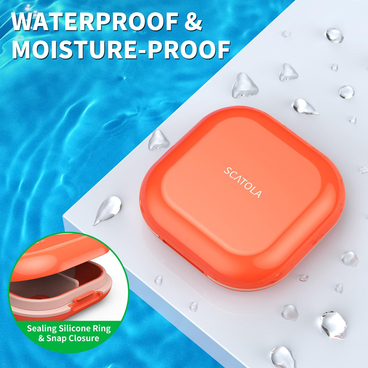 Demonstration of the thick silicone ring providing a moisture proof seal on the travel case.