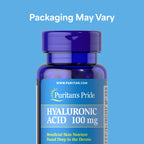 Puritan's Pride Hyaluronic Acid 100 mg supplement bottle back label ingredients