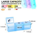 BPA free food grade plastic pill case with morning noon night icons