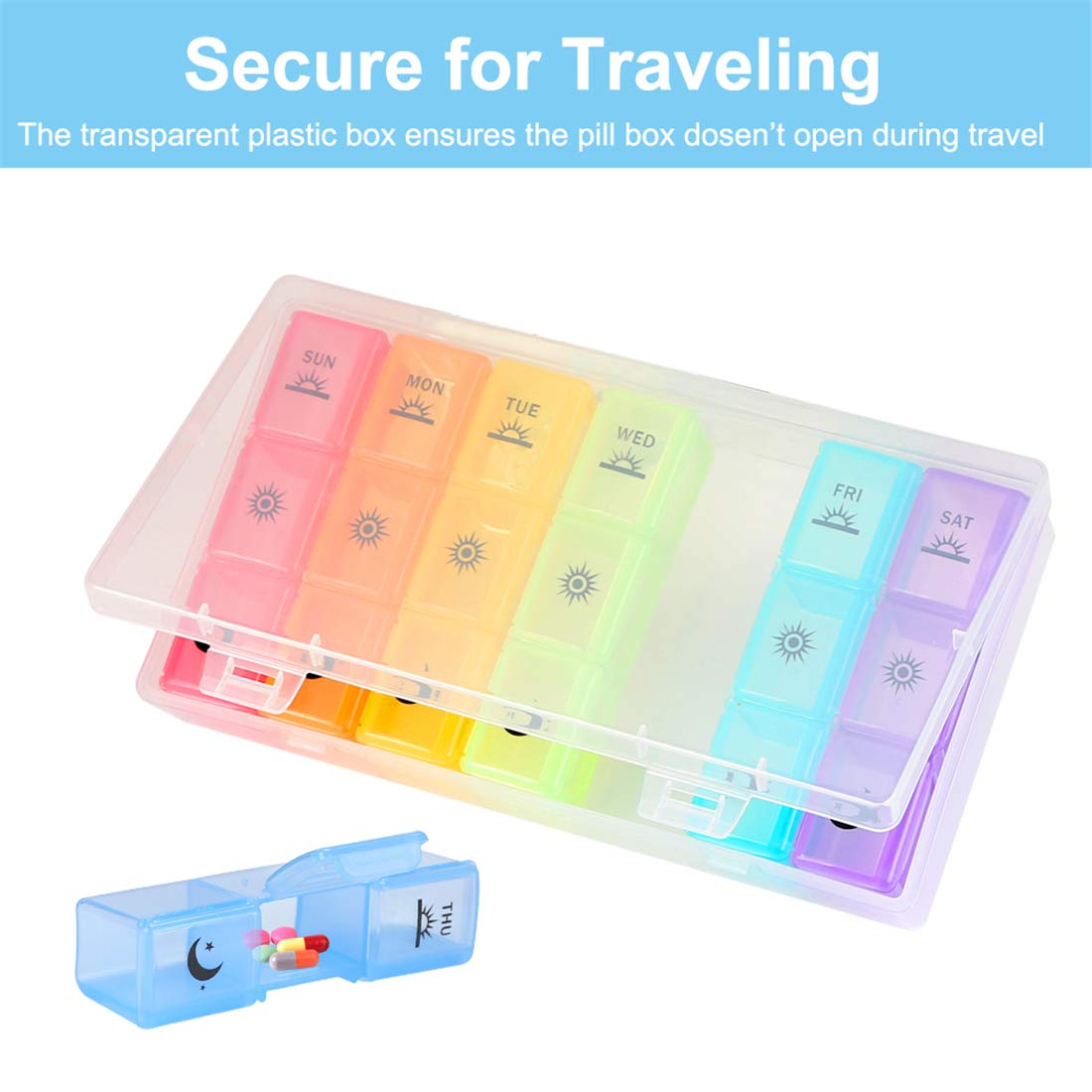 Large compartment vitamin holder displaying premium durable materials