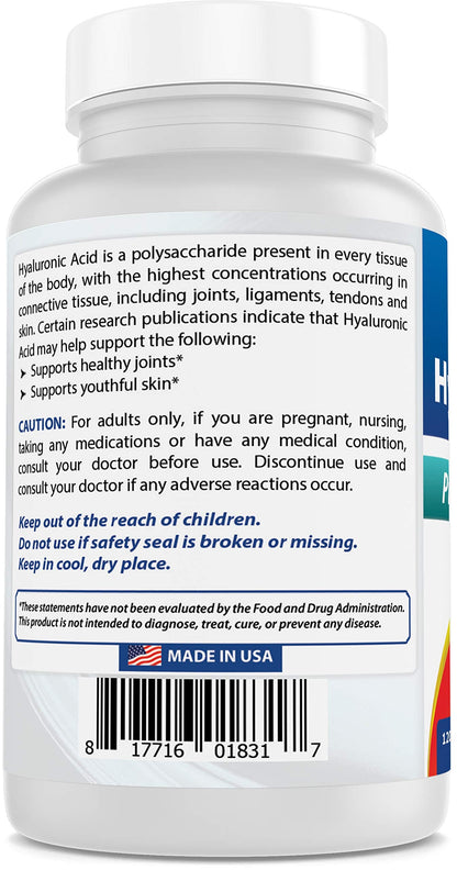 Best Naturals Hyaluronic Acid US manufactured seal
