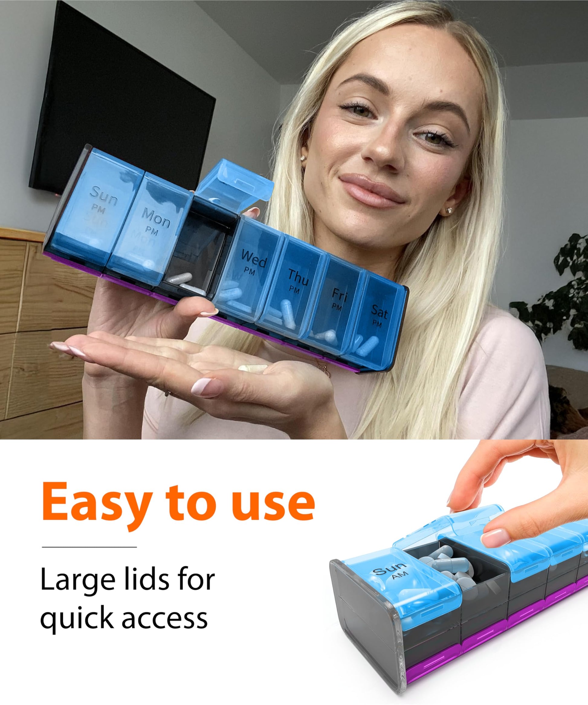 BEXEEN large weekly medicine organizer showing high capacity storage layout