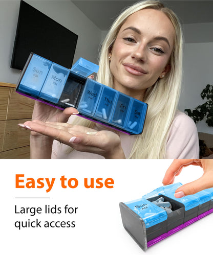 BEXEEN large weekly medicine organizer showing high capacity storage layout