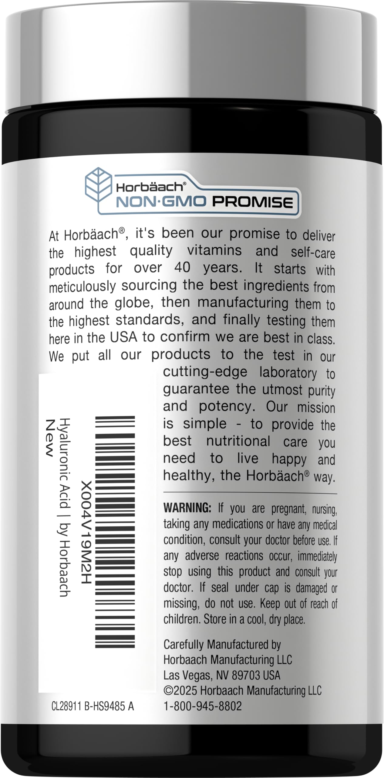Horbäach Hyaluronic Acid Non-GMO Gluten Free Supplement Capsule
