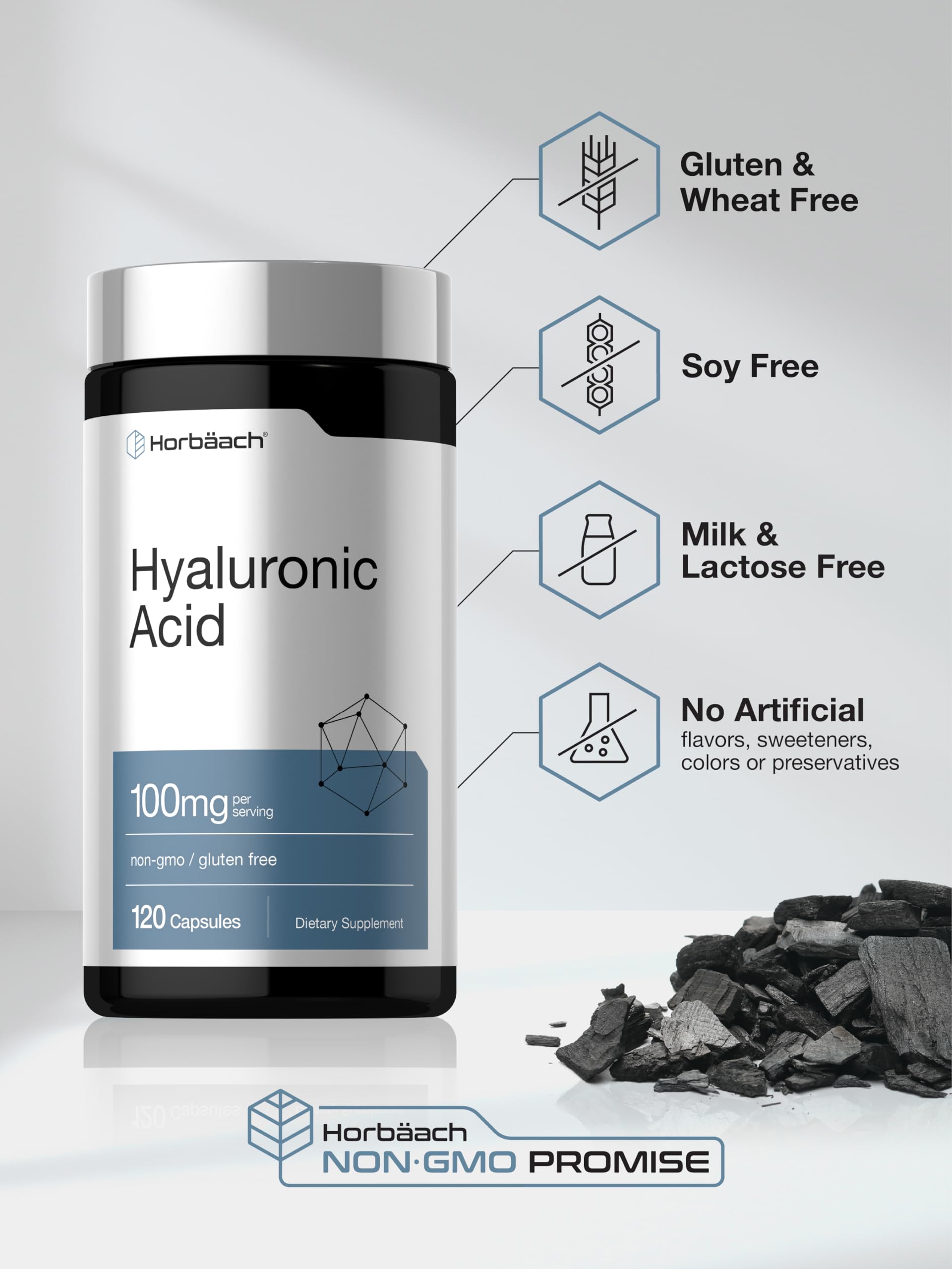Horbäach Hyaluronic Acid 120 Capsules Supplement Facts