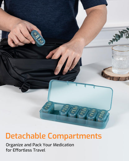 Daviky premium weekly pill dispenser showcasing the durable secure snap lids