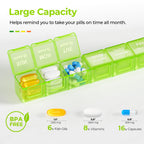 AUVON twenty eight day medication case with one removable weekly row detached for travel convenience