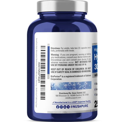NusaPure Hyaluronic Acid Supplement Bottle Back Label