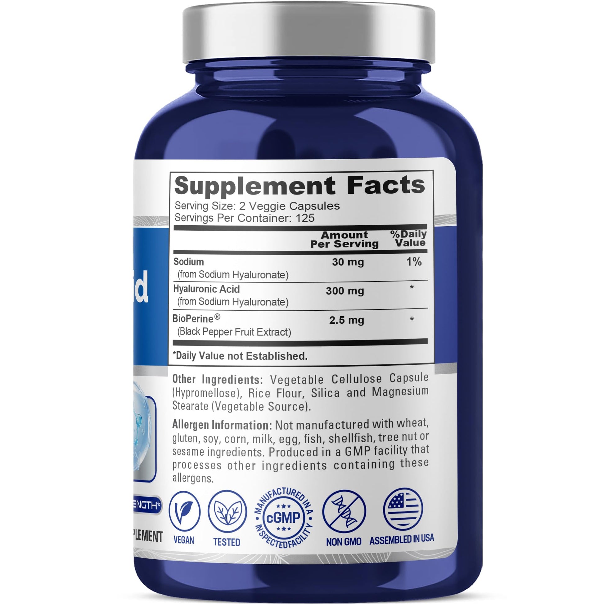 NusaPure Hyaluronic Acid Vegan Capsules Close Up