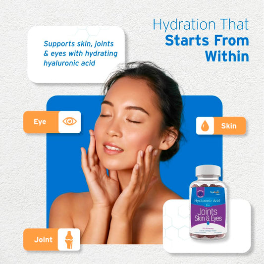 Hyalogic Hyaluronic Acid Gummies mixed berry flavor supplement bottle