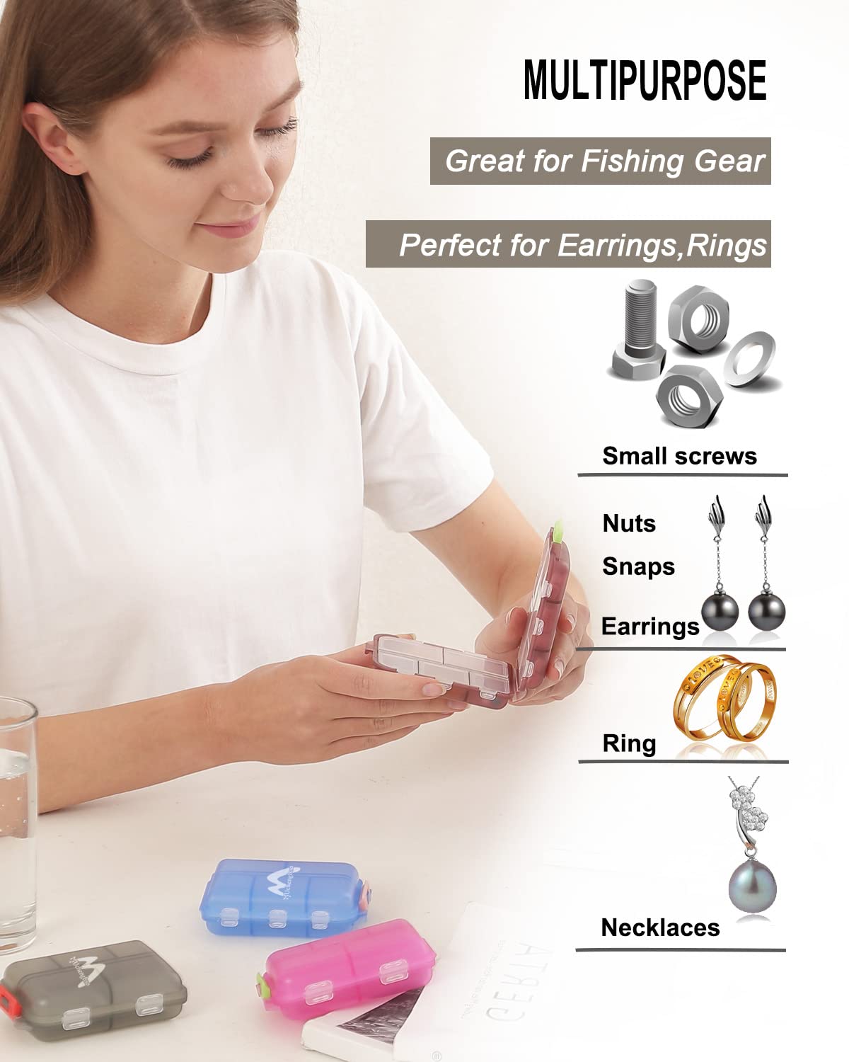 BPA free travel pill case with customizable medicine tracking labels