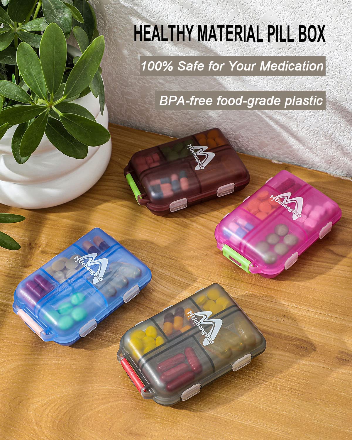 Multi compartment portable fish oil holder with secure snap shut lids
