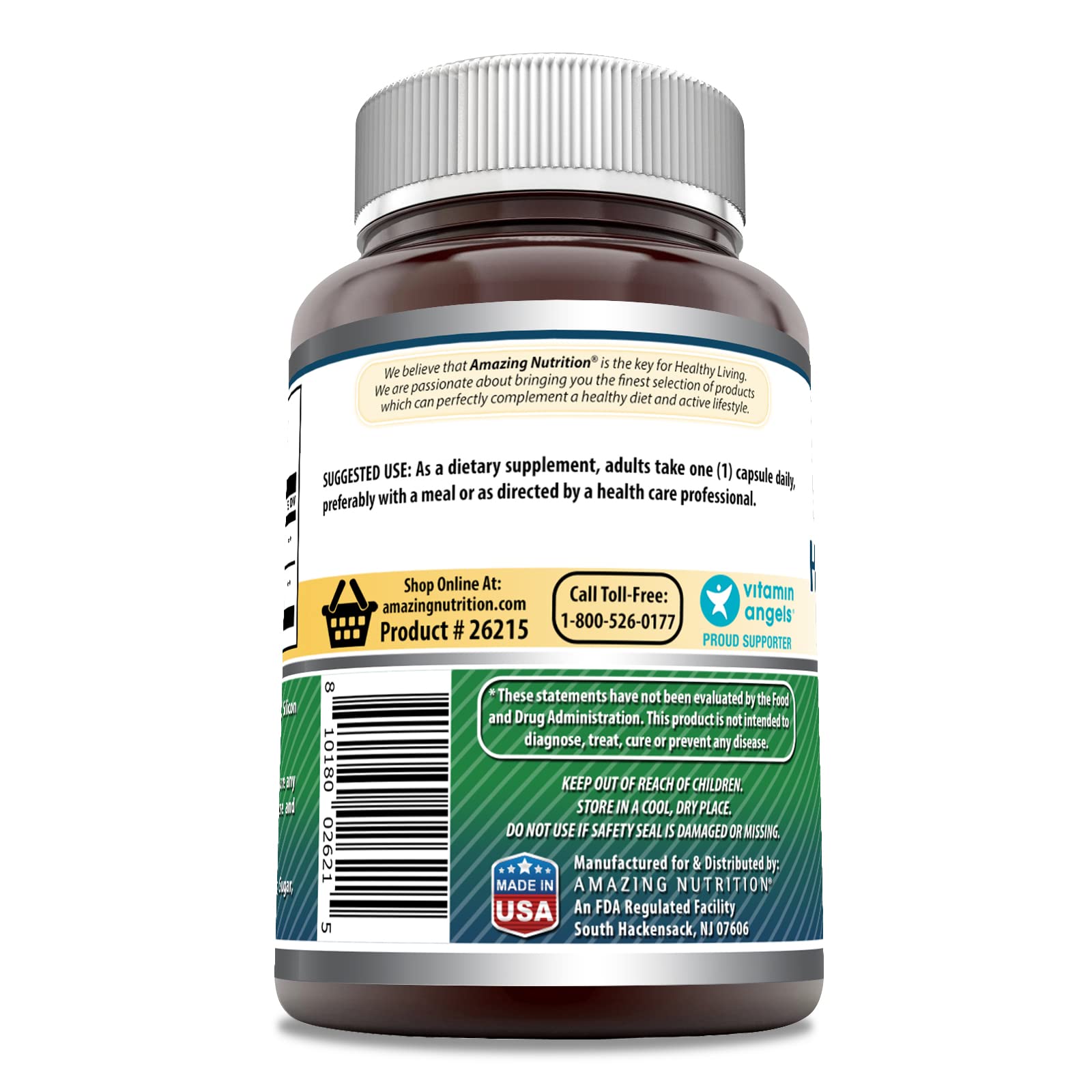 Amazing Nutrition Hyaluronic Acid And Msm 120 Capsules Supplement Facts Label