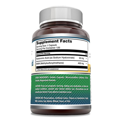 Amazing Nutrition Hyaluronic Acid And Msm Non Gmo Supplement Back Label